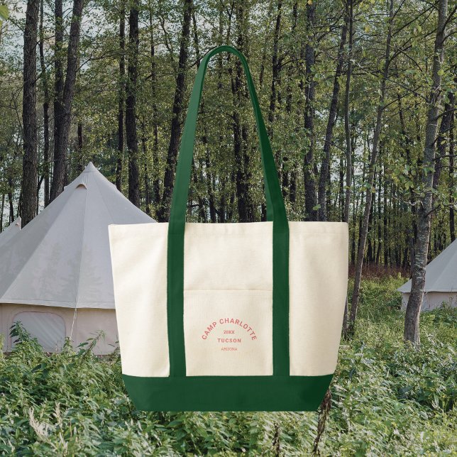 Rosa Vapensköld Camp Theme Bachelorette Forest Grö Tygkasse (Skapare uppladdad)