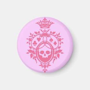 Rosa Vapensköld med Skull och Cardwear Magnet