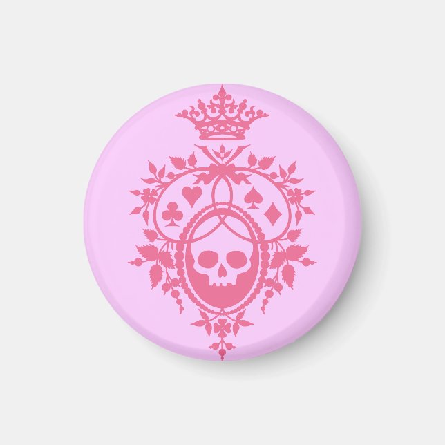 Rosa Vapensköld med Skull och Cardwear Magnet (Framsidan)