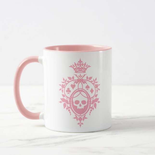 Rosa Vapensköld med Skull och Cardwear Mugg (Vänster)