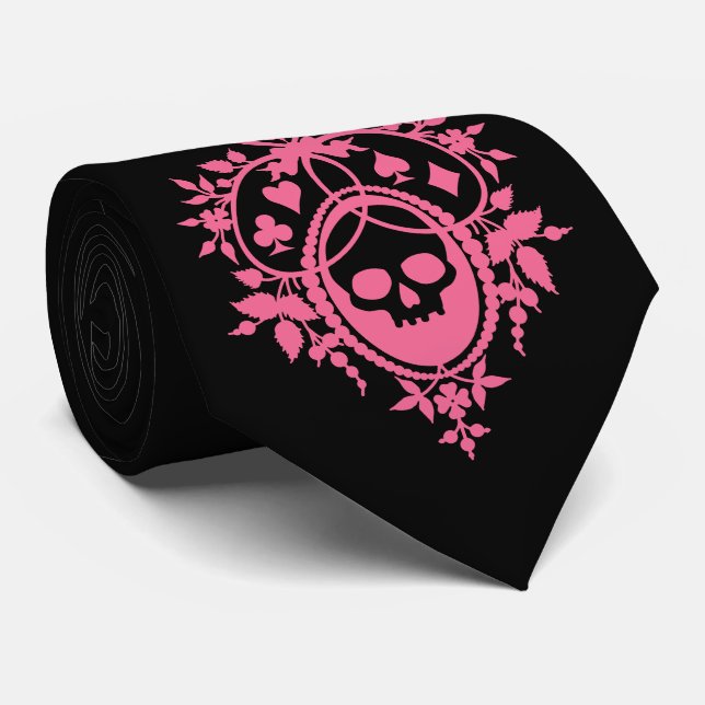 Rosa Vapensköld med Skull och Cardwear Neck Tie Slips (Rullad)