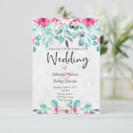 Rosa vår akvarell blommig bröllopsinbjudan inbjudningar