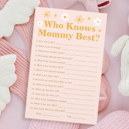 Rosa Vår Baby Shower Game som känner Mamma bäst