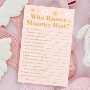 Rosa Vår Baby Shower Game som känner Mamma bäst
