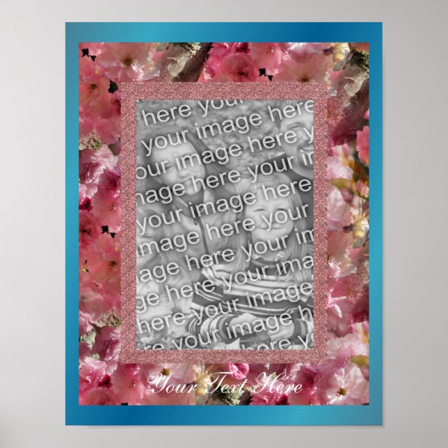 Rosa Vår Blommar Foto för blomma design i Ram Poster (Framsidan)