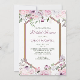 Rosa Vår Blommar Hexagon Ram Möhippa Inbjudningar