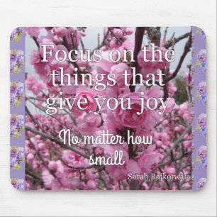 Rosa Vår Blommar Joy Quote blommigt Musmatta