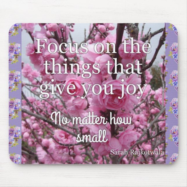 Rosa Vår Blommar Joy Quote blommigt Musmatta (Framsidan)