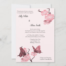 Rosa Vår Blommar med fjärilar