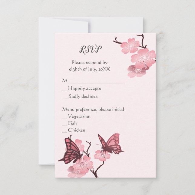 Rosa Vår Blommar med fjärilar (Framsida)