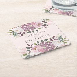 Rosa Vår Blommigt Bouquet Bröllop Underlägg Papper