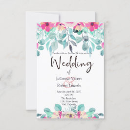 Rosa vår blommigt bröllopsinbjudan inbjudningar
