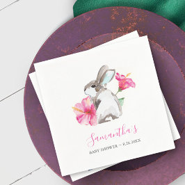 Rosa Vår Blommigt Bunny Watercolor Pappersservett