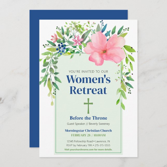 Rosa Vår Blommigt Kvinnoinbjudan Inbjudningar (Fram/baksida)