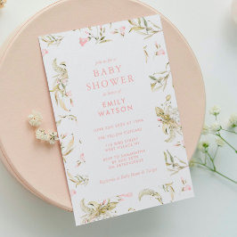 Rosa Vår Blommigt Vattenfärgsbabyskor för  Inbjudningar