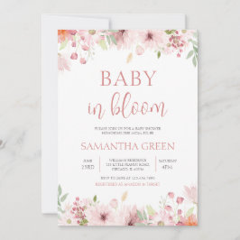 Rosa Vår blommor Baby i Bloom Baby Shower Inbjudningar