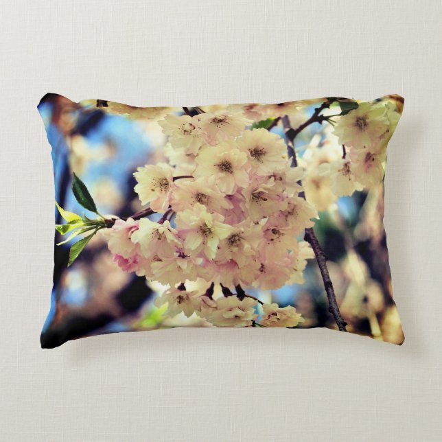Rosa Vår blommor Blommar 3 Stäng upp Prydnadskudde (Framsidan)