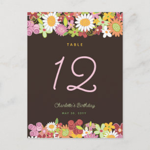 Rosa Vår blommor Garden Birthday Bordsnummer