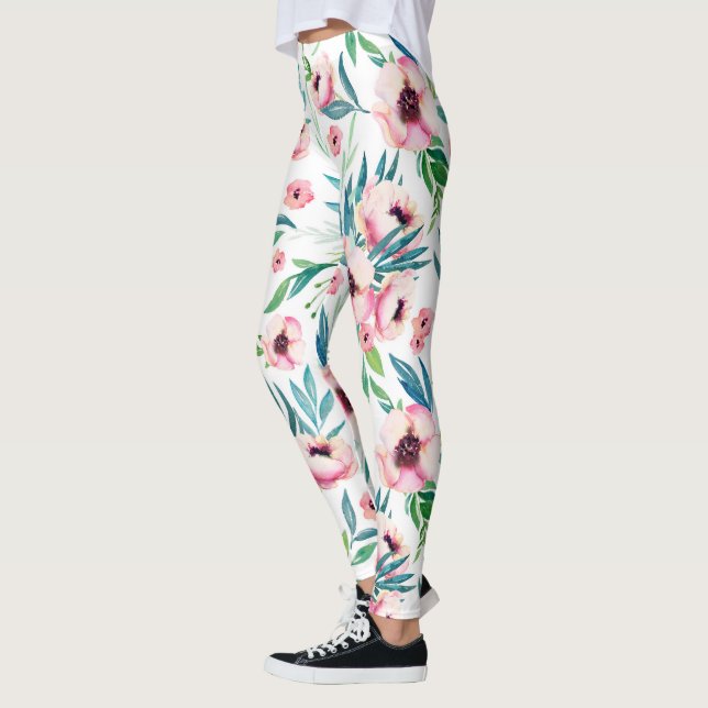 Rosa Vår blommor Leggings (Vänster)