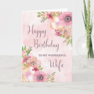 Rosa Vår blommor Wife Birday Card Kort