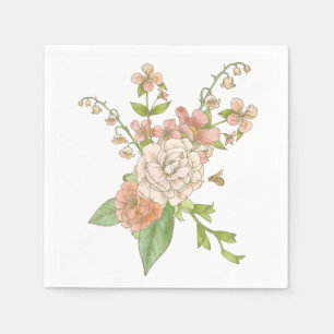 Rosa Vår Bouquet Watercolor Pappersservett