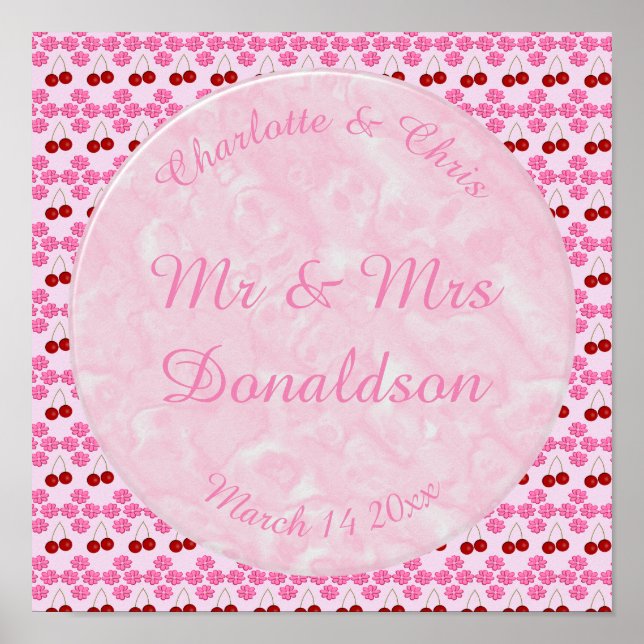 Rosa Vår bröllop Cherry blommar och körsbär Poster (Framsidan)