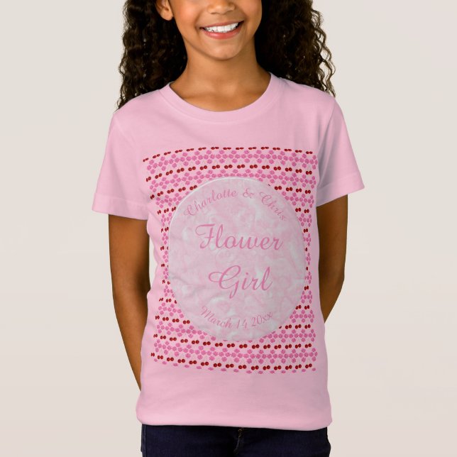 Rosa Vår bröllop Cherry blommar och körsbär T Shirt (Framsida)