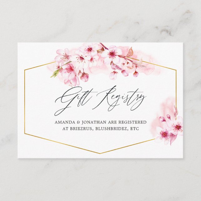 Rosa Vår Cherry Blommar Bröllop Gift-registret Tilläggskort (Framsida)