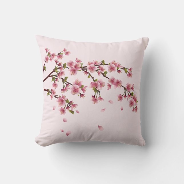 Rosa Vår Cherry Blommars Kudde (Framsida)