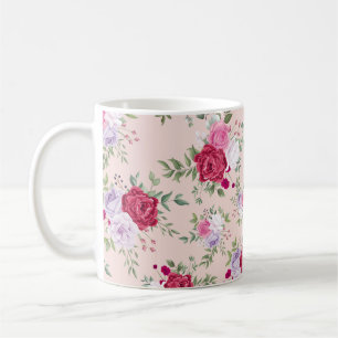 Rosa Vår Flower Mönster Kaffemugg