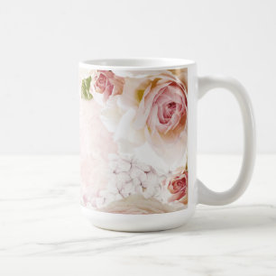 Rosa Vår Flower Ro Pastel Collage Kaffemugg