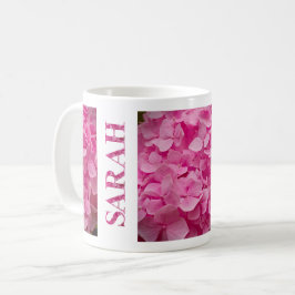 rosa Vår Hydrangea Blommigt Lettering Art Kaffemugg