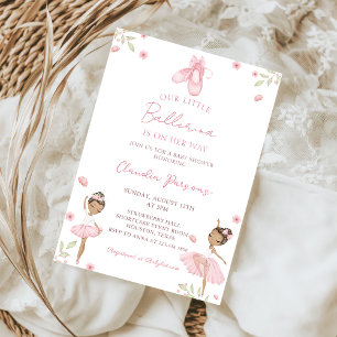 Rosa vår inbjudan till Baby Shower Little Ballerin