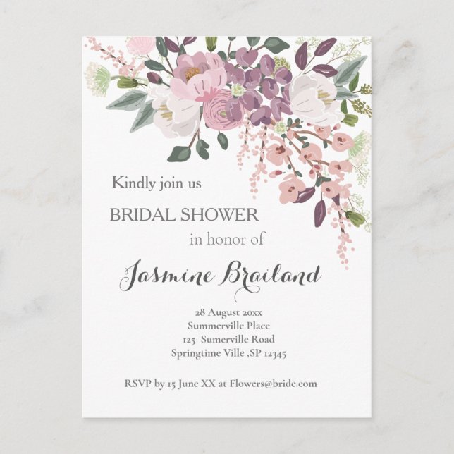 Rosa Vår Inbjudningskort för möhippan (Framsida)