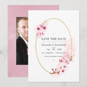 Rosa vår körsbärsblom Wedding Foto Spara Datumet