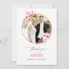 Rosa vår körsbärsblom Wedding Photo Collage Tack Kort