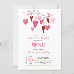 ROSA Vår lilla älskling Valentine Birthday Inbjudningar