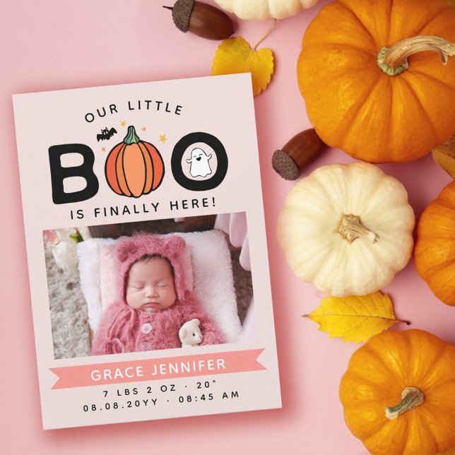 Rosa vår lilla boo till slut här Halloween Baby Meddelande (Skapare uppladdad)