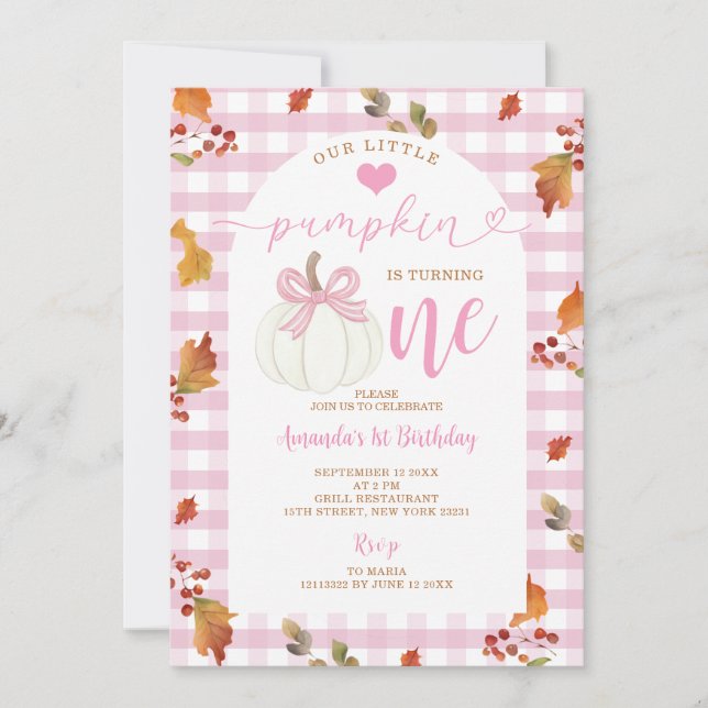 Rosa vår lilla knapp vrider en höst inbjudningar (Framsida)