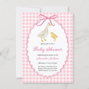 Rosa Vår Mor Goose och Gosling Baby Shower Inbjudningar