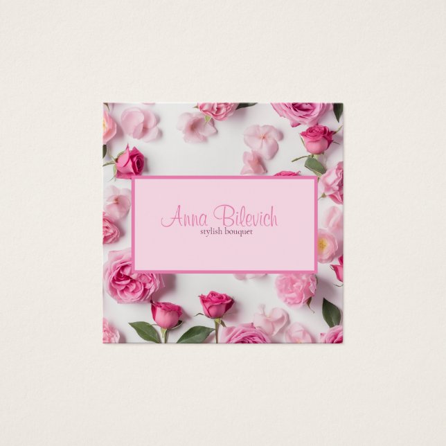 rosa vår ro blomning fyrkantigt visitkort (Framsida)