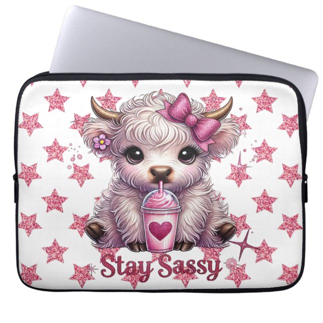 Rosa, Var Sassig, Highlandkor Laptop Fodral (Framsidan)