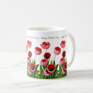 Rosa Vår Tulip Bouquet för Mors dag Kaffemugg