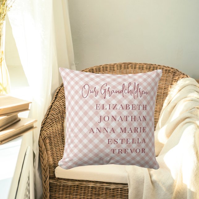 Rosa Våra morbarn Namn Gift for morföräldrar Kudde (Skapare uppladdad)
