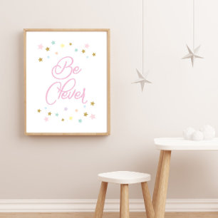 Rosa vara smart stjärnor barnkammare väggdekor poster