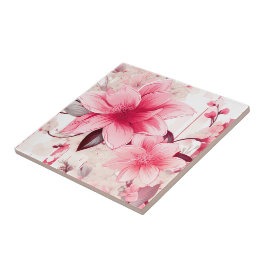 Rosa vårblommor som blommar kakelplatta