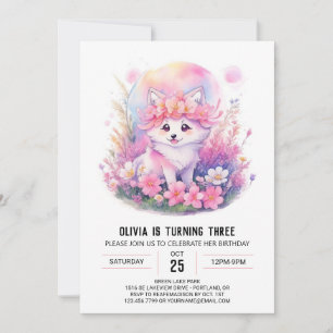 Rosa Varg Howl Girl Birthday Inbjudningar