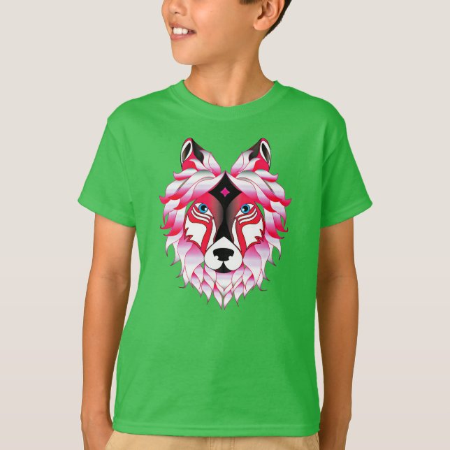 Rosa varghuvud polygon design-24531 t shirt (Framsida)