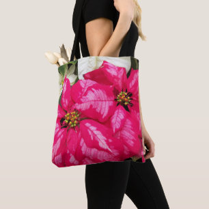 Rosa Variegated Poinsettia Helgdag Tote Bag Tygkasse