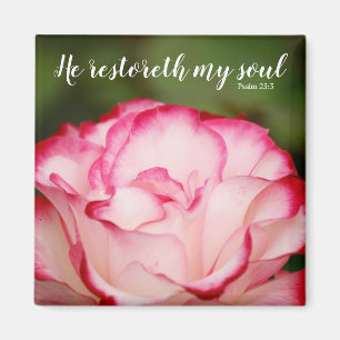 Rosa Variegated Ro Psalm 23:3 Scripture Magnet